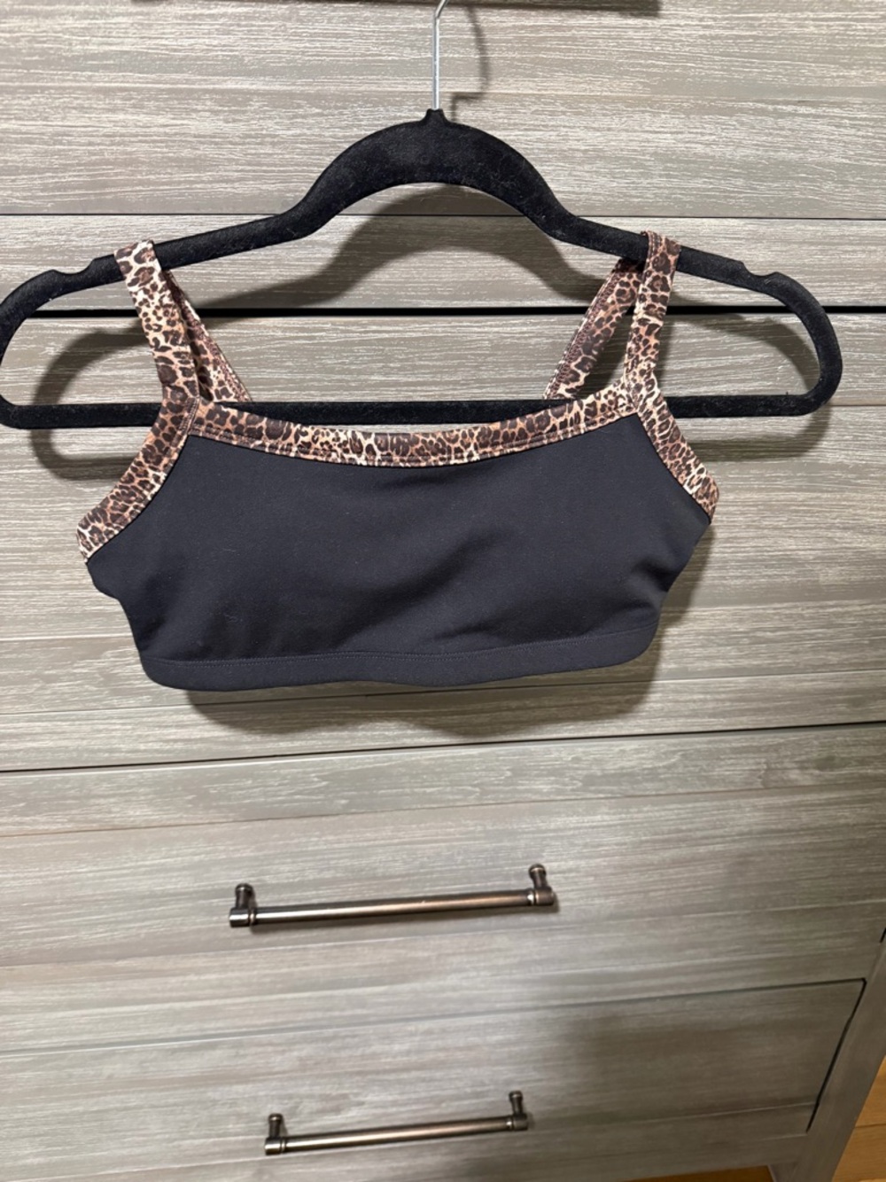 Liaison the label basic contrast bra black with  Leopard Trim size medium